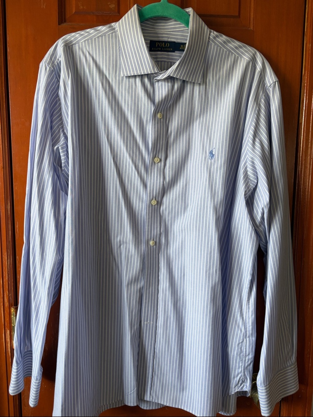 Polo by Ralph Lauren Light Blue and White Pinstripe Dress Shirt